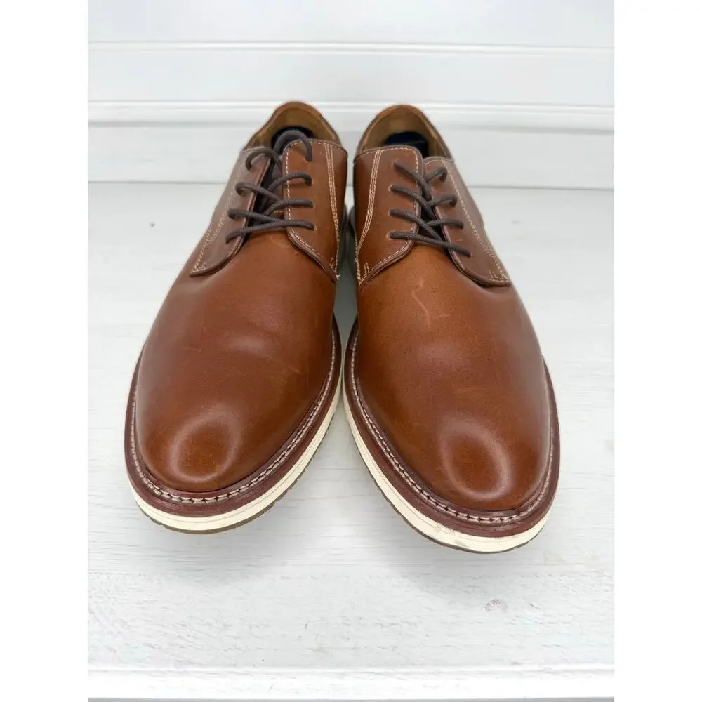 Johnston & Murphy Plain Toe Derby Brown Leather Dress Shoes Men’s 12M EUC
